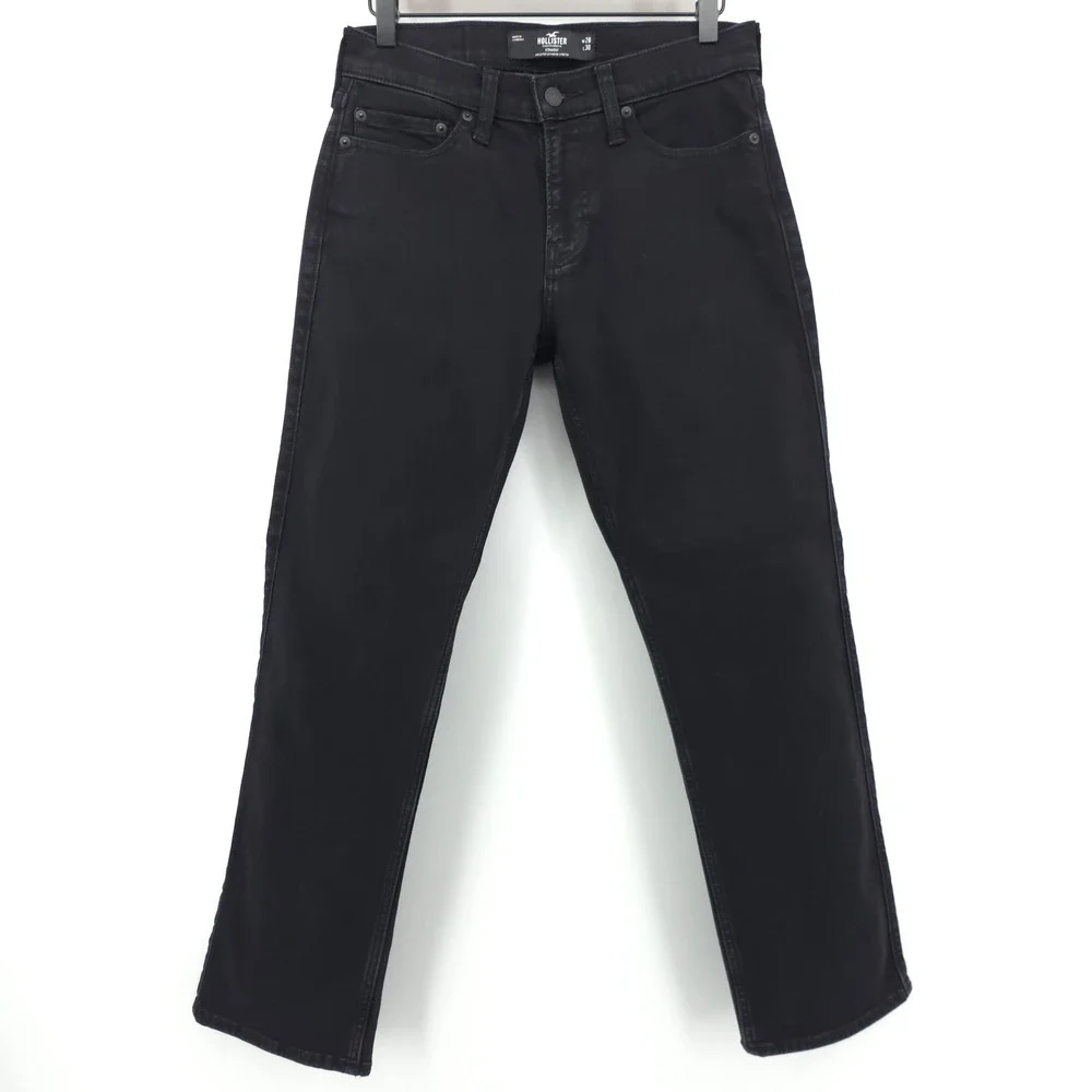 Hollister Mens Jeans Straight Advanced Stretch 28x30 Black Casual Streetwear